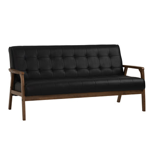 TUCSON 3 Seater Sofa Walnut & Black PU Leather