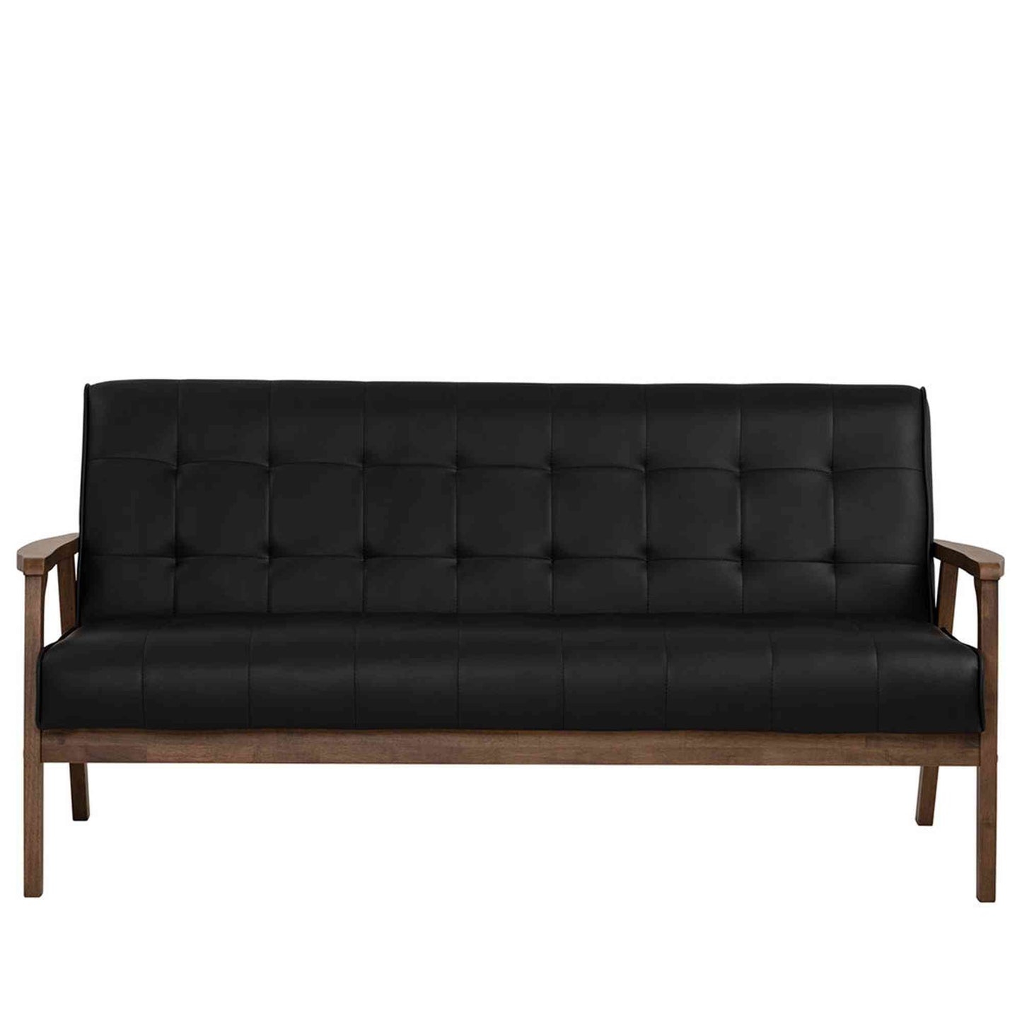 TUCSON 3 Seater Sofa Walnut & Black PU Leather