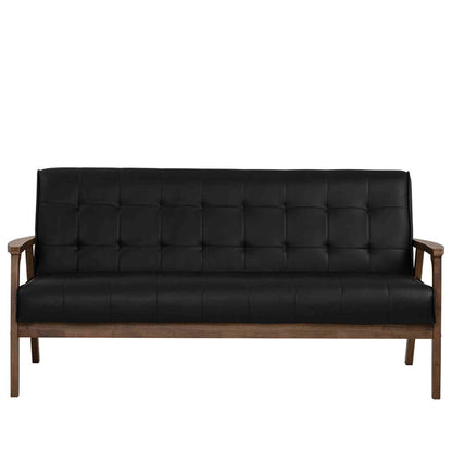 TUCSON 3 Seater Sofa Walnut & Black PU Leather