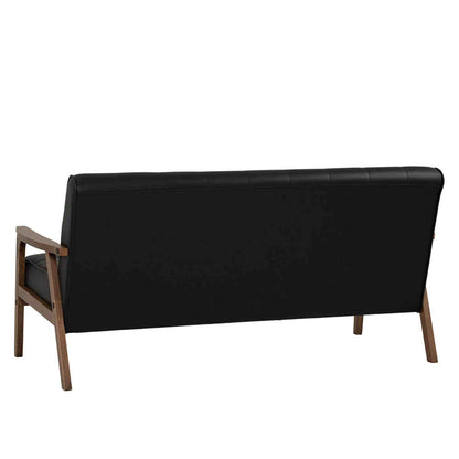 TUCSON 3 Seater Sofa Walnut & Black PU Leather