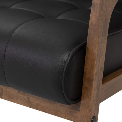 TUCSON 3 Seater Sofa Walnut & Black PU Leather