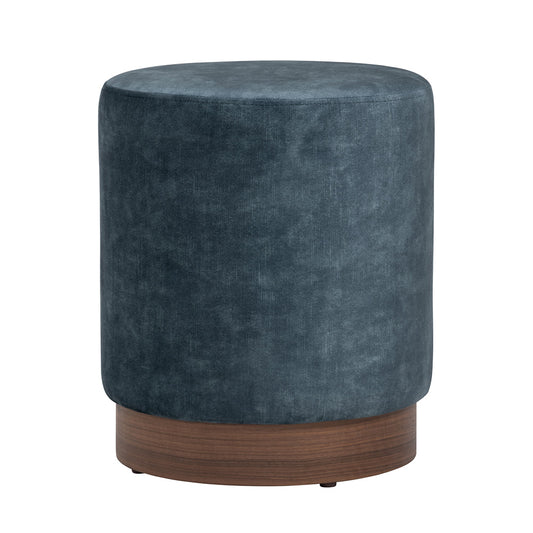 AURA Ottoman 37.5cm - Sapphire & Walnut