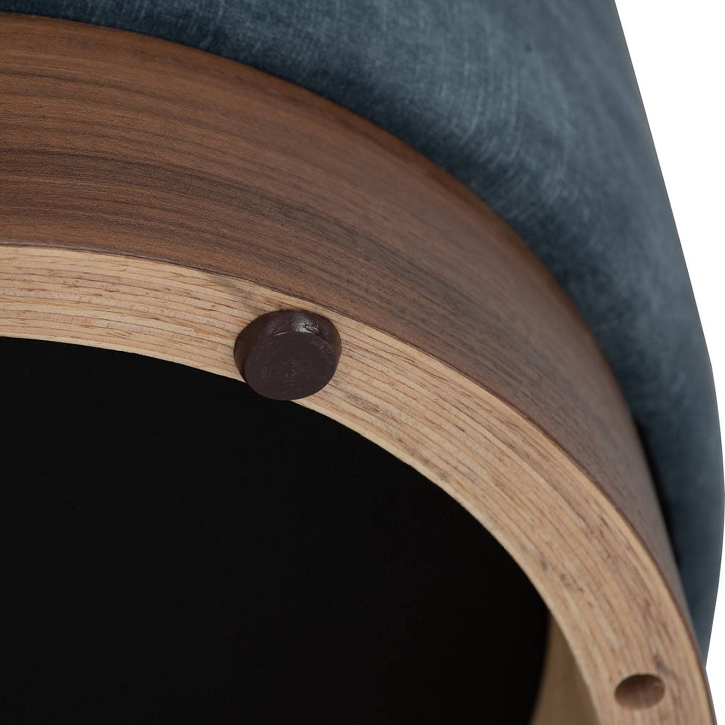 AURA Ottoman 37.5cm - Sapphire & Walnut