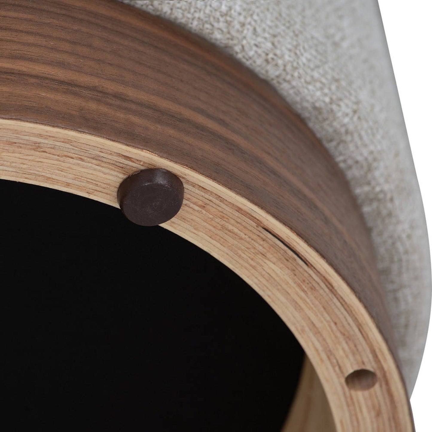 AURA Ottoman 37.5cm - Beige & Walnut