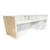 KENTO Reception Desk 240cm - Timber Slat Acoustic White & Oak