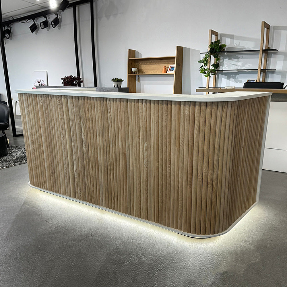 HALO Reception Desk 240cm - Oak & White