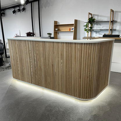 HALO Reception Desk 240cm - Oak & White