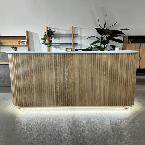 HALO Reception Desk 240cm - Oak & White