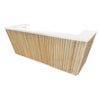 KENTO Reception Desk 240cm - Timber Slat Acoustic White & Oak