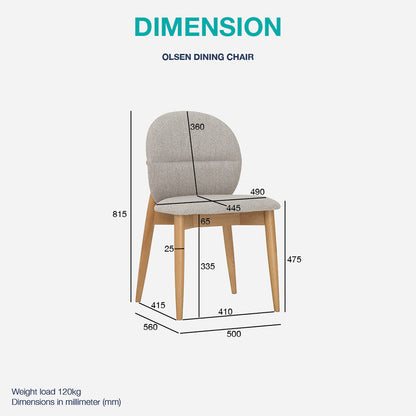 OLSEN Dining Chair - Oak & Beige