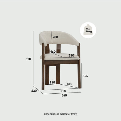 NINA Dining Chair - Walnut & Cream