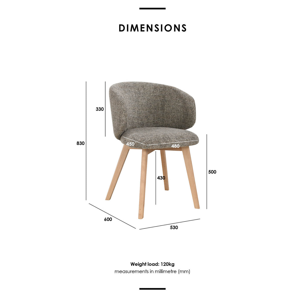 ADORA Dining Chair - Oak & Grey