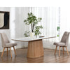 BOLTON Ceramic Dining Table 1.8M - White & Oak