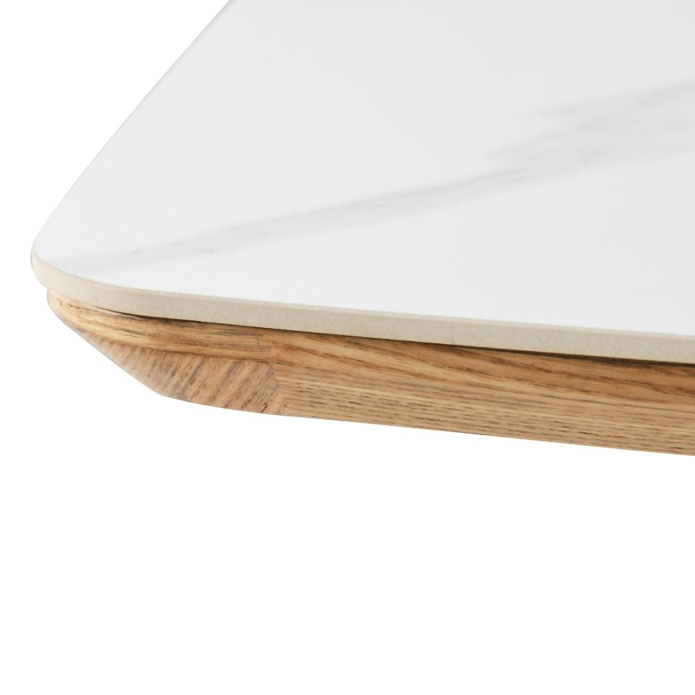 BOLTON Ceramic Dining Table 1.8M - White & Oak
