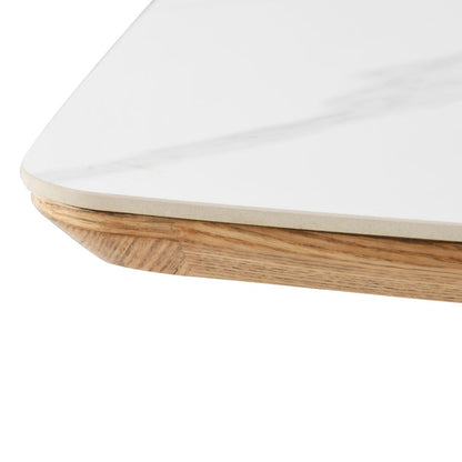 BOLTON Ceramic Dining Table 1.8M - White & Oak
