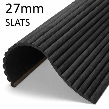 WOODFLEX Flexible Wooden Slat Wall Panel - Black - 2700mm x 600mm - Half Round 27mm