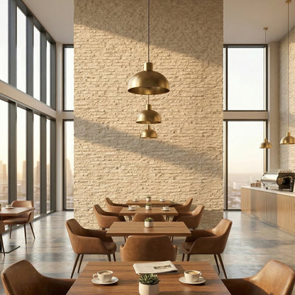 WOODFLEX FLEXIBLE SOFT STONE PANEL - ROUGH LINE White - 1200 x 600mm