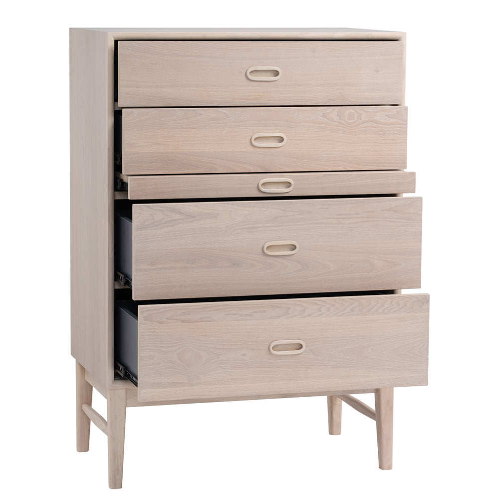 HAYTON Tall Sideboard 70cm - White Oak