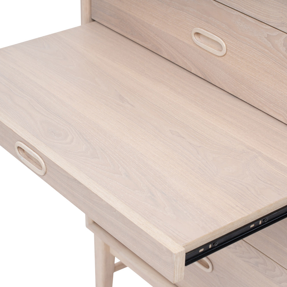 HAYTON Tall Sideboard 70cm - White Oak