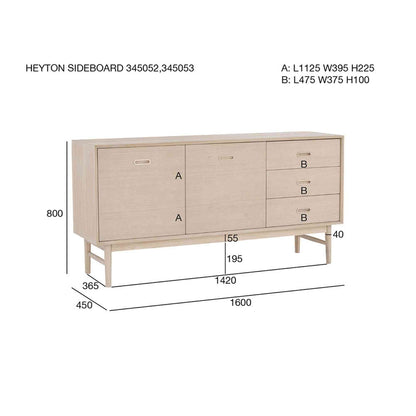 HAYTON Sideboard 160cm - White Oak