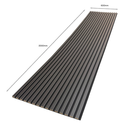 WOODFLEX Flexible Acoustic Wood Slat Wall Panel - Black Coated - 3000mm x 600mm