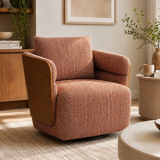 WEAVER Swivel Lounge Chair - Bentwood Walnut & Rusett colour
