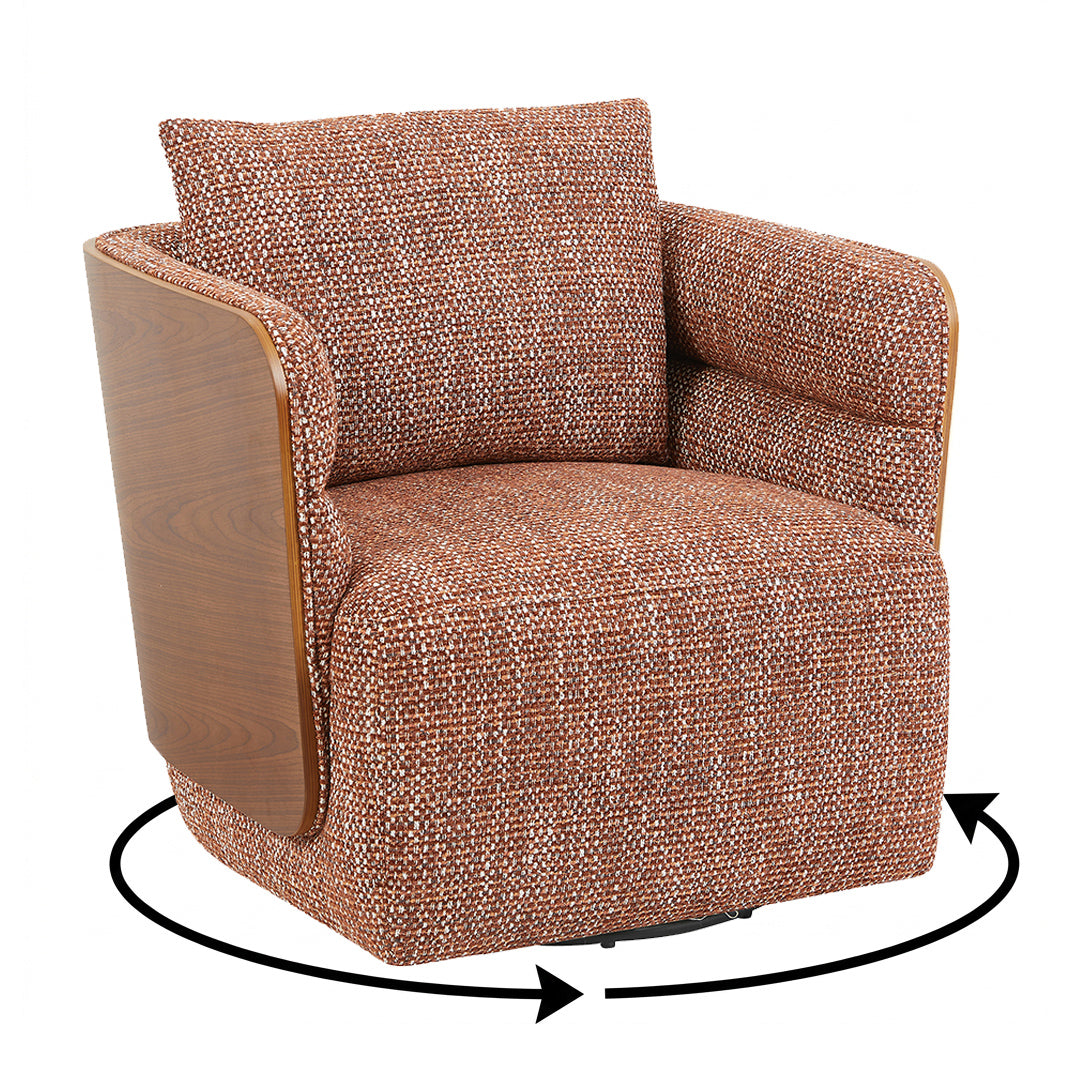 WEAVER Swivel Lounge Chair - Bentwood Walnut & Rusett colour