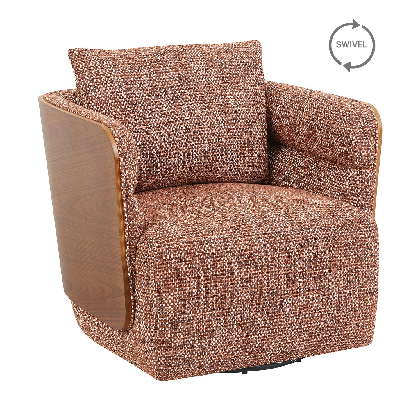 WEAVER Swivel Lounge Chair - Bentwood Walnut & Rusett colour