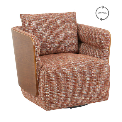 WEAVER Swivel Lounge Chair - Bentwood Walnut & Rusett colour