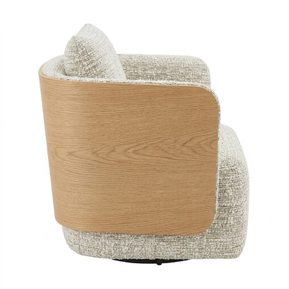 WEAVER Swivel Lounge Chair - Bentwood Oak & Beige
