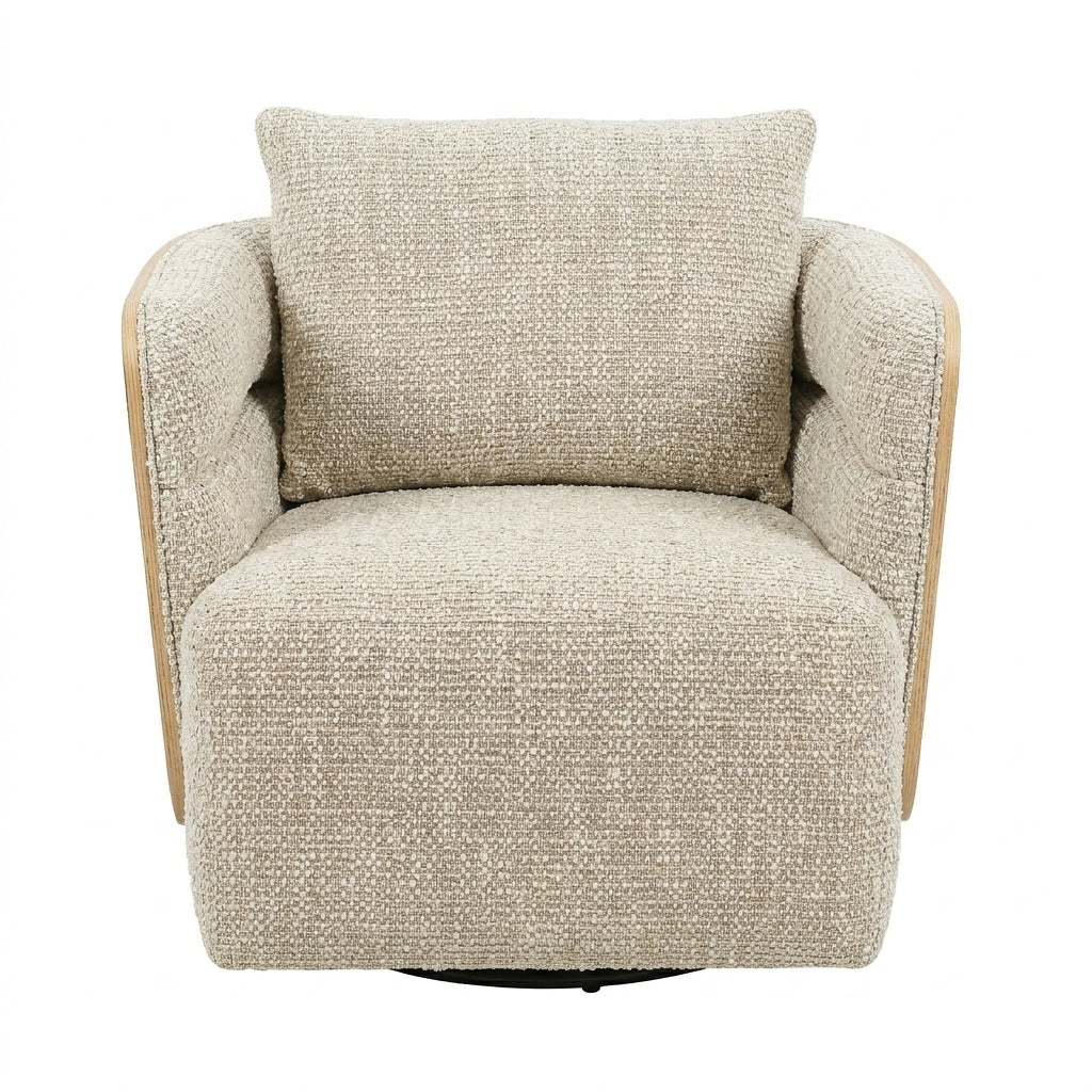 WEAVER Swivel Lounge Chair - Bentwood Oak & Beige