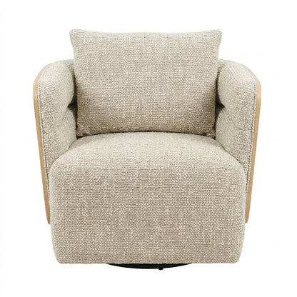 WEAVER Swivel Lounge Chair - Bentwood Oak & Beige