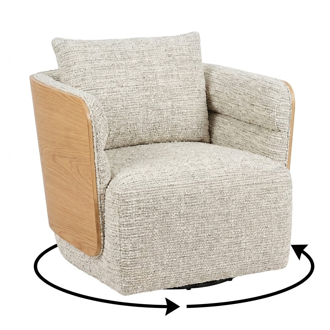 WEAVER Swivel Lounge Chair - Bentwood Oak & Beige