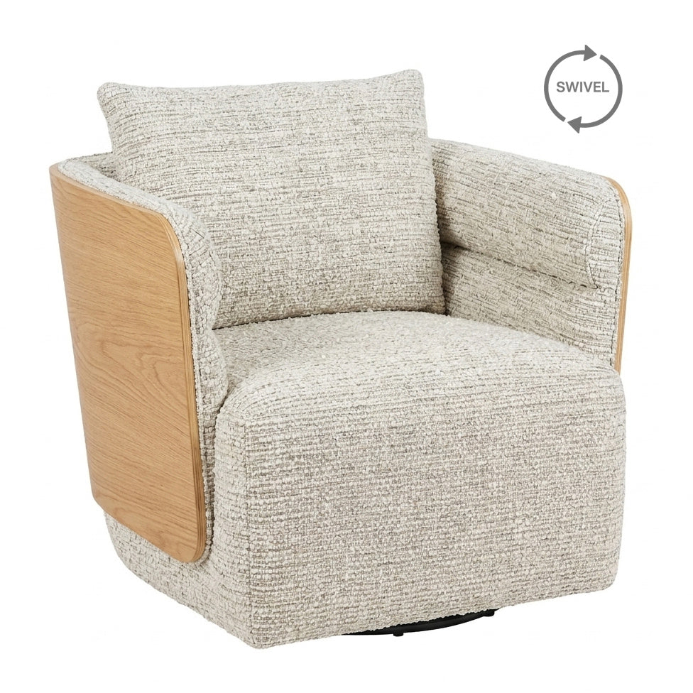 WEAVER Swivel Lounge Chair - Bentwood Oak & Beige
