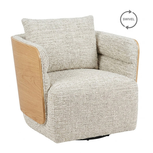 WEAVER Swivel Lounge Chair - Bentwood Oak & Beige