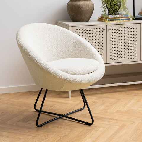 CENTER Boucle Lounge Arm Chair - Cream