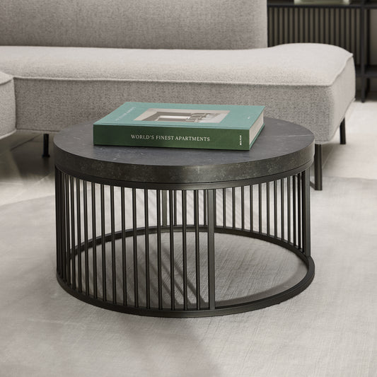 STRINGTON Round Coffee Table 65cm - Black