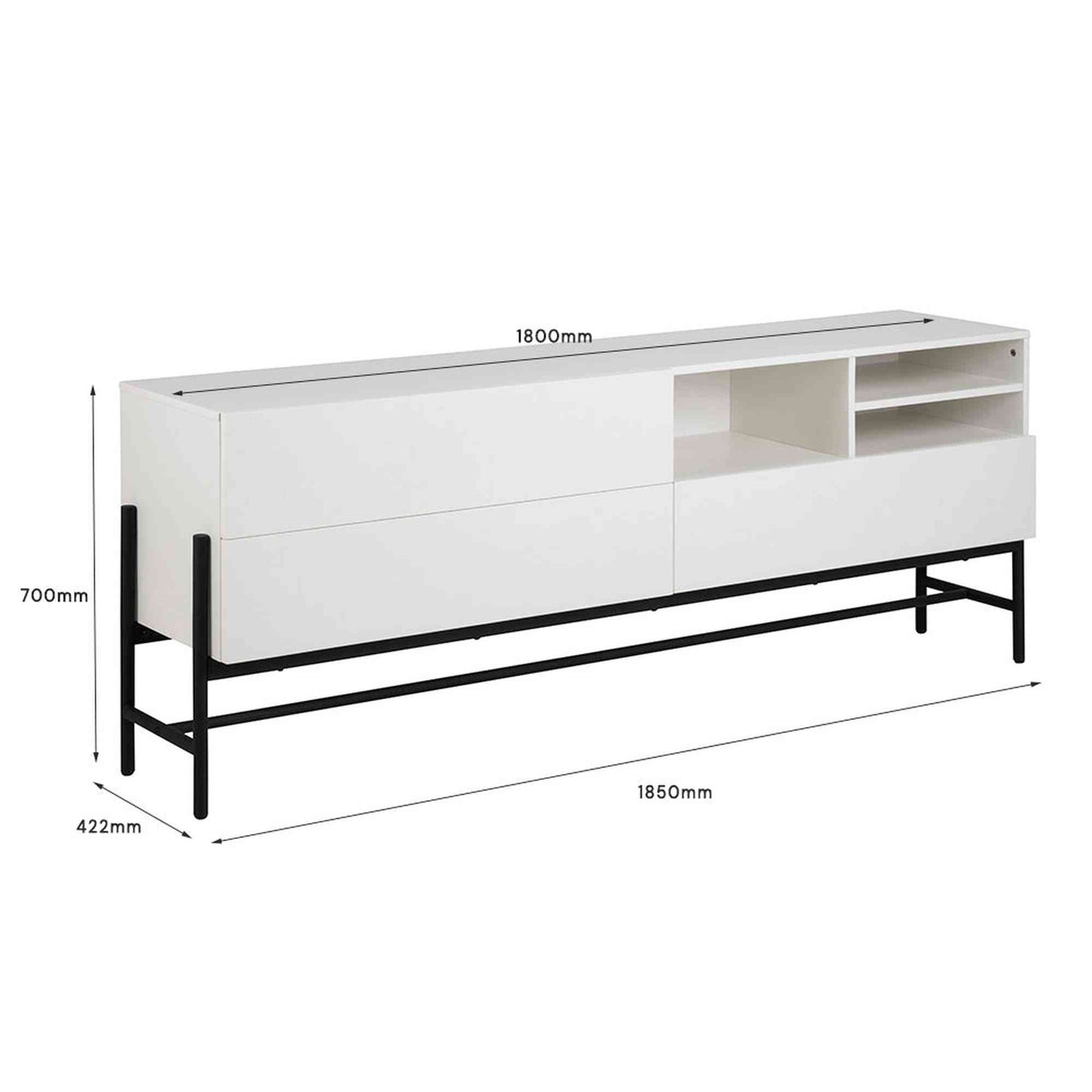 MOGEN Sideboard  Buffet 185cm - White & Black