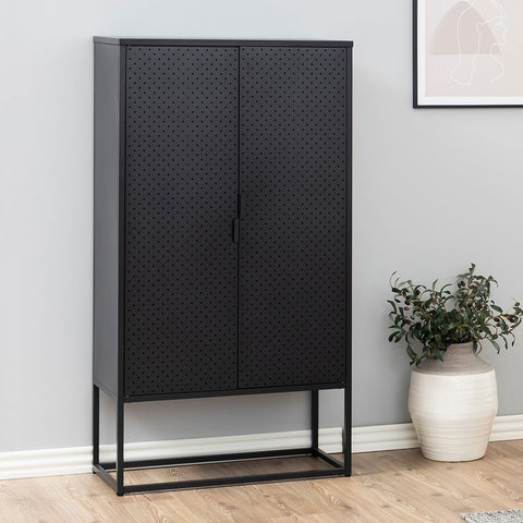 NEWTON Tall Sideboard Cabinet Unit 80cm - Black