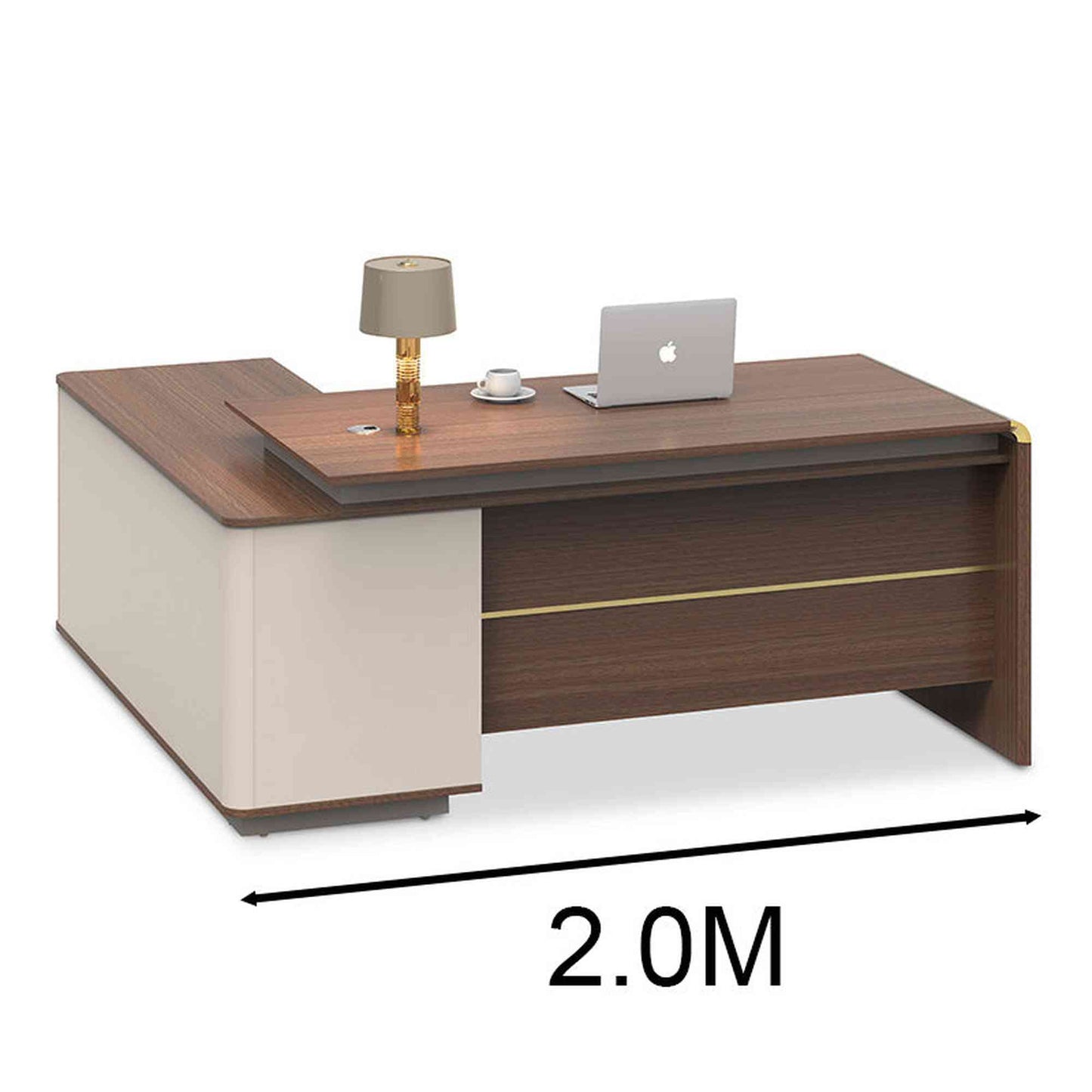 ANDERSON Executive Desk 2.0M Reversible - Hazelnut & Beige