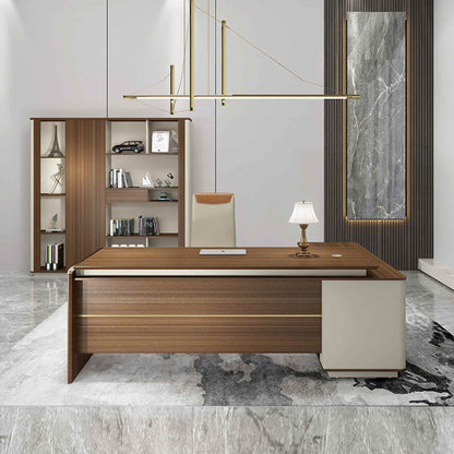 ANDERSON Executive Desk 2.0M Reversible - Hazelnut & Beige