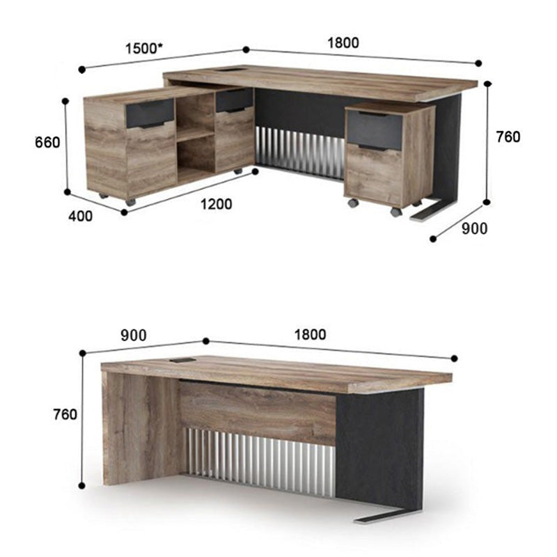 AFTAN BLACK HAWK Limited Edition - Executive Desk Pedestal & Left Mobile Return 180cm - Warm Oak &Black