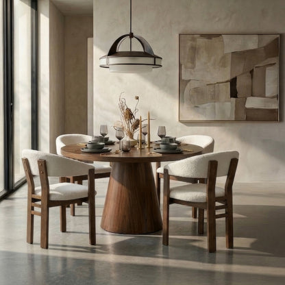 NINA Dining Chair - Walnut & Cream