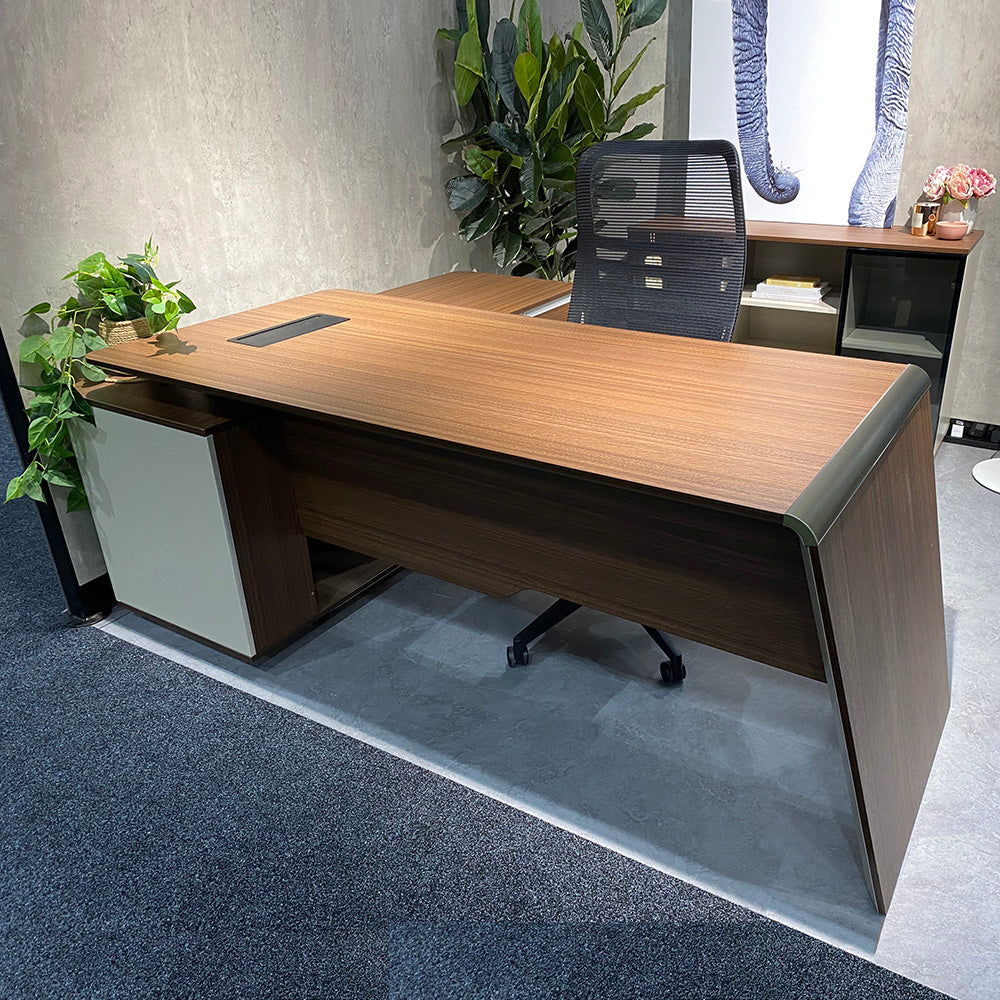 ANDERS Executive Desk Reversible Return 2.0M - Hazelnut & Beige