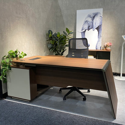 ANDERS Executive Desk Reversible Return 2.0M - Hazelnut & Beige