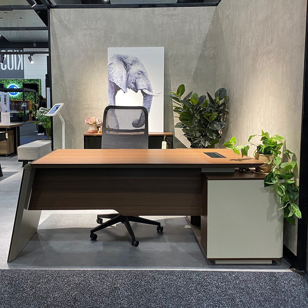 ANDERS Executive Desk Reversible Return 2.0M - Hazelnut & Beige