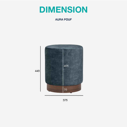 AURA Ottoman 37.5cm - Beige & Walnut