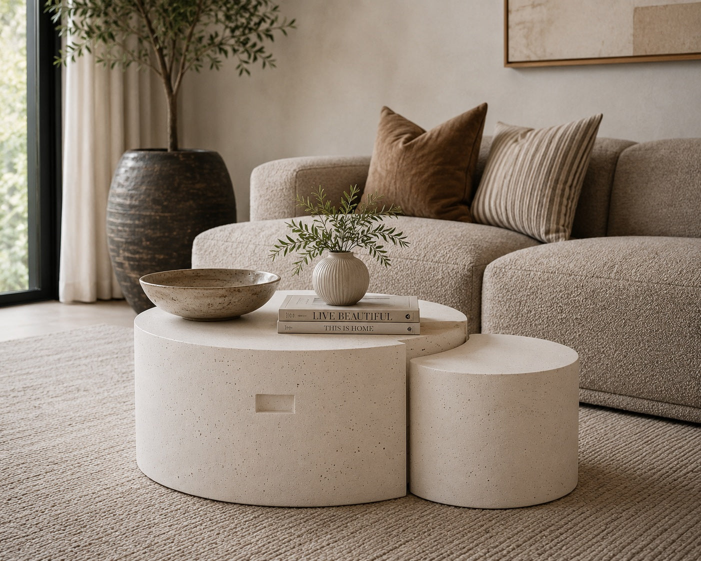 TREVINO  Nest of Tables 80-50cm - Off-White