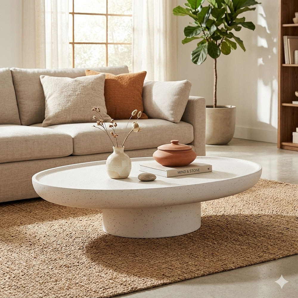 TREVINO Oval Coffee Table 140cm - Off White
