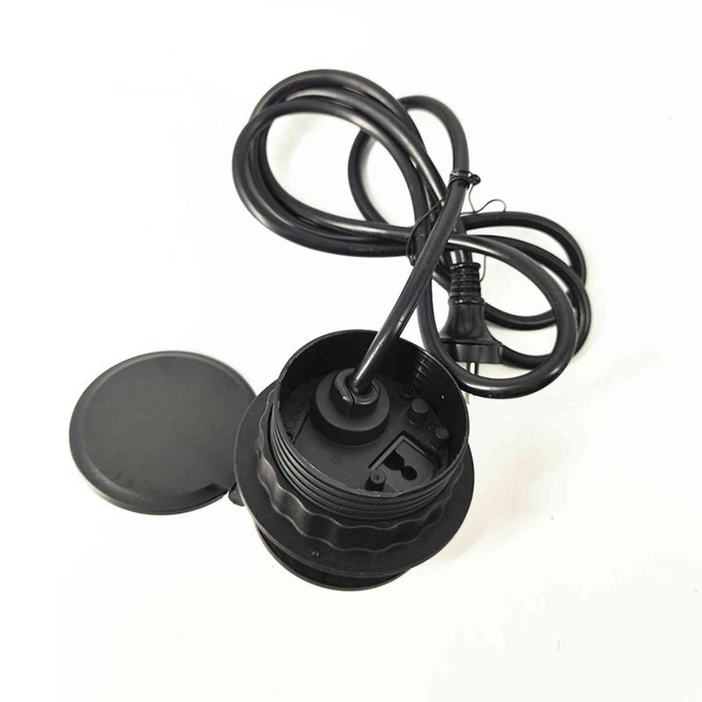 Round In Desk Power, Wireless Charging & USB Cable Cubby Management Dock - 9cm - Black